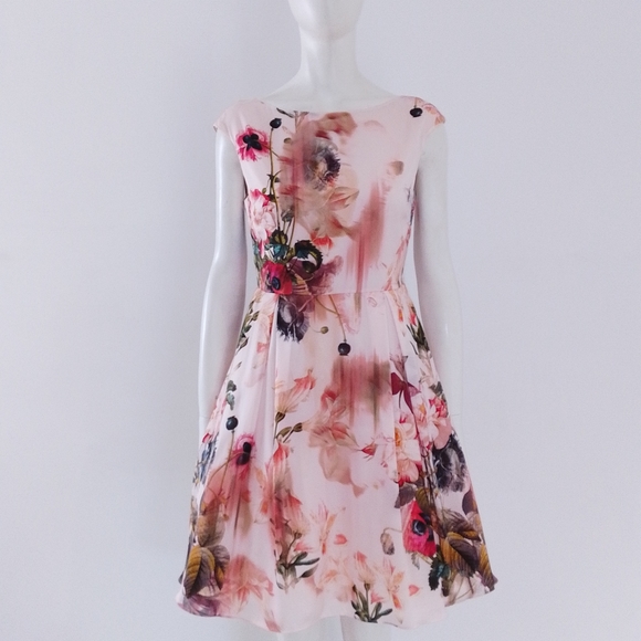 Size UK 10 EU 38 Ted Baker (2) 'Rupin' Pink Opulent Bloom Floral Party Dress - Picture 7 of 14